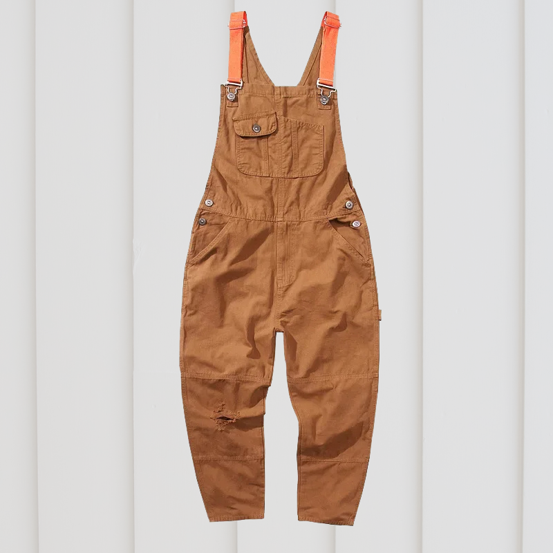 Gartenhose | Verstellbar | Unisex | Taschen | Nachhaltig | Strapazierfähig | Einfarbig-Braun-S-Luzern Mode