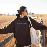 Damen Kapuzenpullover "Faith Over Fear" mit Tasche-Luzern Mode