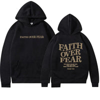 Damen Kapuzenpullover "Faith Over Fear" mit Tasche-Schwarz-XS-Luzern Mode