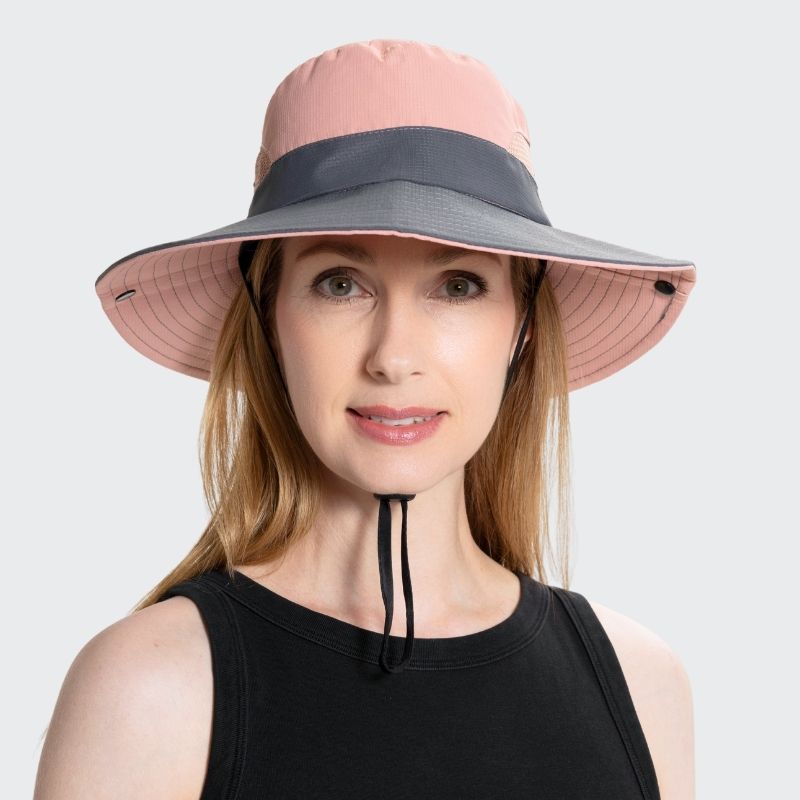 Unisex Sonnenhut - Clara | Mit verstellbarem Kordelzug | Breiter Rand-Rosa-Luzern Mode