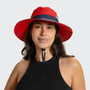 Unisex Sonnenhut - Clara | Mit verstellbarem Kordelzug | Breiter Rand-Rot-Luzern Mode