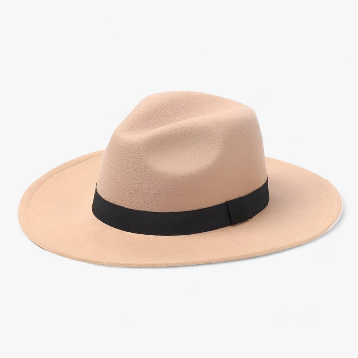 Unisex Fedora | Vintage | Einfarbig | Wollfilz | Elastisches Band-Beige-Luzern Mode