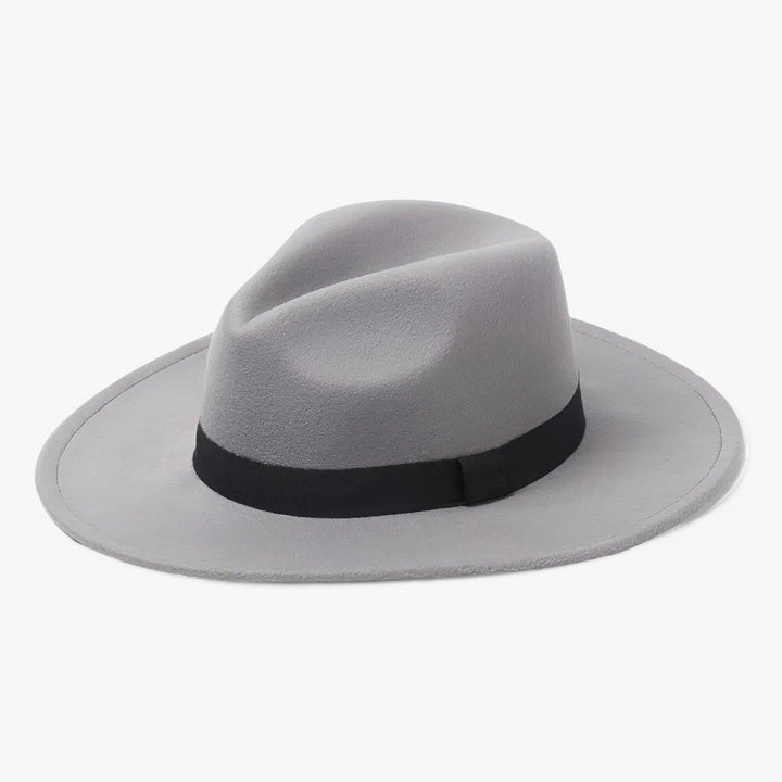 Unisex Fedora | Vintage | Einfarbig | Wollfilz | Elastisches Band-Grau-Luzern Mode