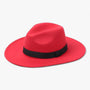 Unisex Fedora | Vintage | Einfarbig | Wollfilz | Elastisches Band-Rot-Luzern Mode