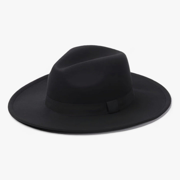 Unisex Fedora | Vintage | Einfarbig | Wollfilz | Elastisches Band-Schwartz-Luzern Mode