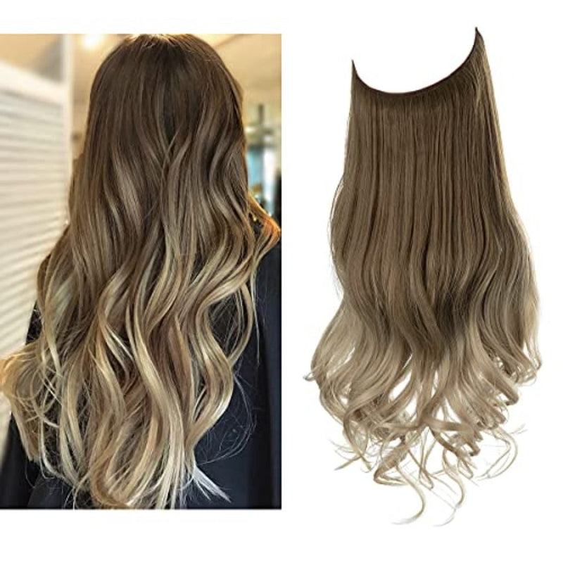 Haarextensionen | Unsichtbar | Kleberfrei | Wiederverwendbar | Leichtgewicht-Braun bis Asblond-35 CM-Luzern Mode