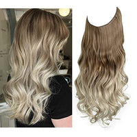 Haarextensionen | Unsichtbar | Kleberfrei | Wiederverwendbar | Leichtgewicht-Braun bis Asblond mit Platinblond-35 CM-Luzern Mode