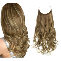 Haarextensionen | Unsichtbar | Kleberfrei | Wiederverwendbar | Leichtgewicht-Goldblond Aschbraun-35 CM-Luzern Mode