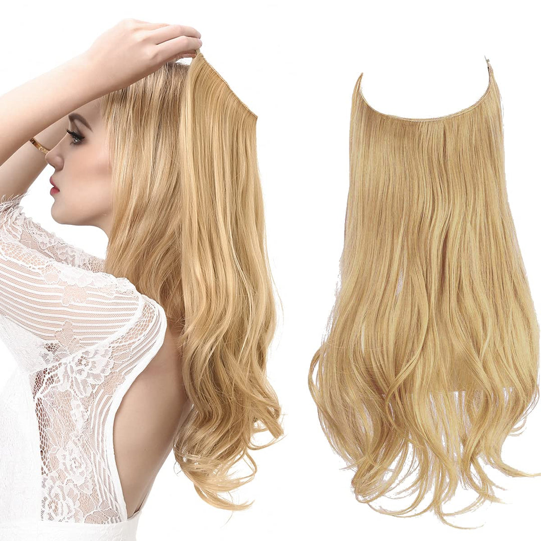 Haarextensionen | Unsichtbar | Kleberfrei | Wiederverwendbar | Leichtgewicht-Helles Honigblond-35 CM-Luzern Mode