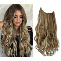 Haarextensionen | Unsichtbar | Kleberfrei | Wiederverwendbar | Leichtgewicht-Medium braun aschblond-35 CM-Luzern Mode