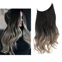 Haarextensionen | Unsichtbar | Kleberfrei | Wiederverwendbar | Leichtgewicht-Schwarz bis Aschblond-35 CM-Luzern Mode
