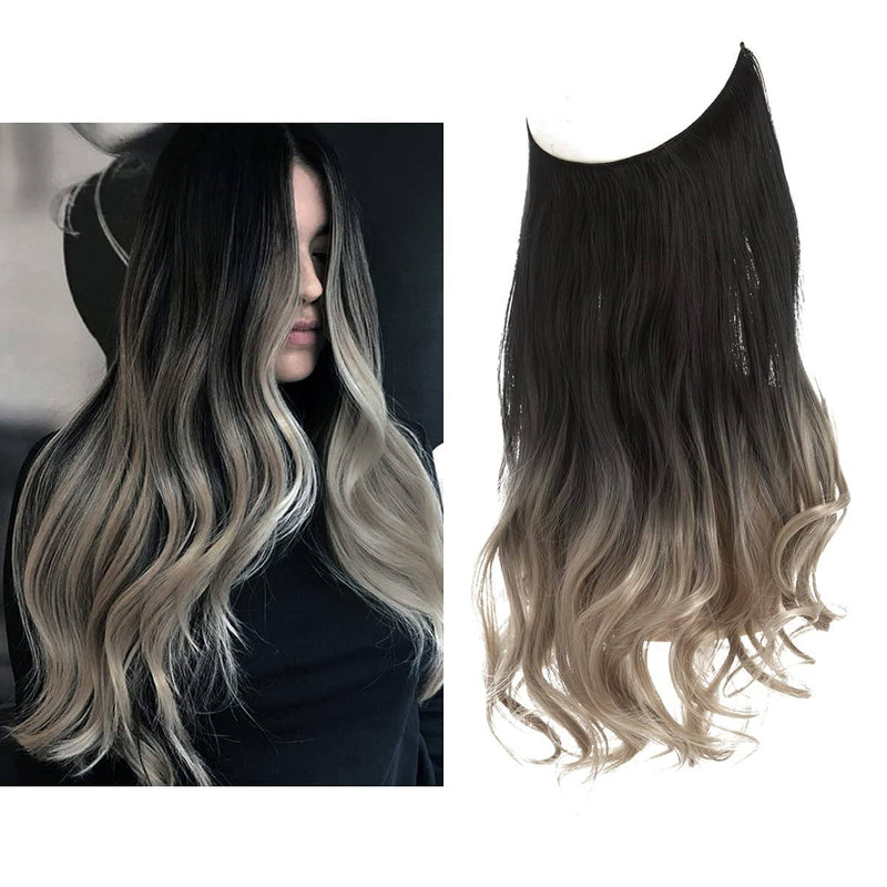 Haarextensionen | Unsichtbar | Kleberfrei | Wiederverwendbar | Leichtgewicht-Schwarz bis Aschblond-35 CM-Luzern Mode