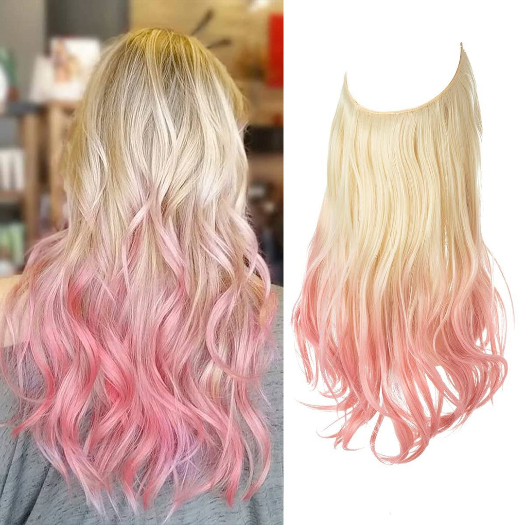Haarextensionen | Unsichtbar | Kleberfrei | Wiederverwendbar | Leichtgewicht-Strandblond bis Rosa-35 CM-Luzern Mode