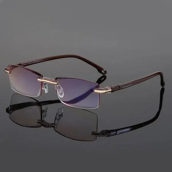 Herrenrandlose Sonnenbrille UV-Schutz Leichtgewicht Design-Braun 2x-+1.00-Luzern Mode