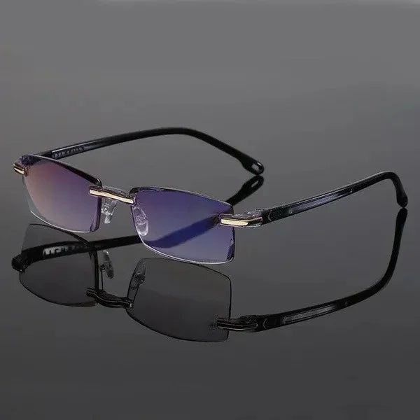 Herrenrandlose Sonnenbrille UV-Schutz Leichtgewicht Design-Schwarz 2x-+1.00-Luzern Mode