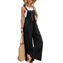 Damen Latzhose | Mit Taschen | Ärmellos | Locker | Retro | Einfarbig-Schwarz-S-Luzern Mode