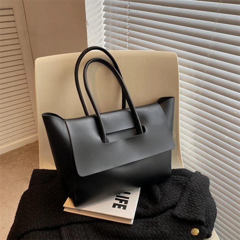 Luxuriöse Damenhandtasche aus Leder mit großem Stauraum-Schwarz-Luzern Mode