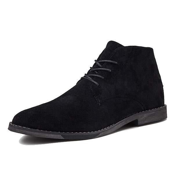 Herren Wildleder Stiefeletten für Business und Freizeit-Schwarz-38-Luzern Mode