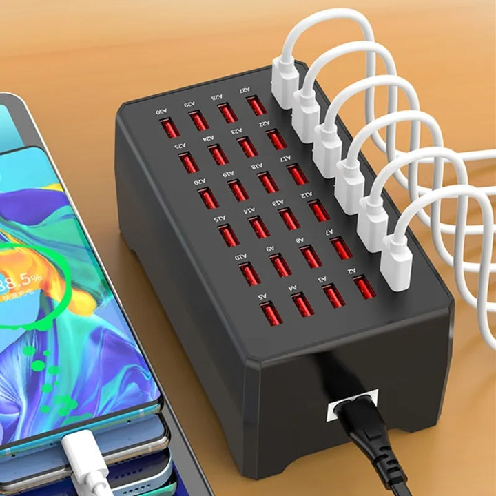 USB-Ladegerät | 30 Anschlüsse | 5V | 2.4A | Kühlsystem | Sicher-Luzern Mode