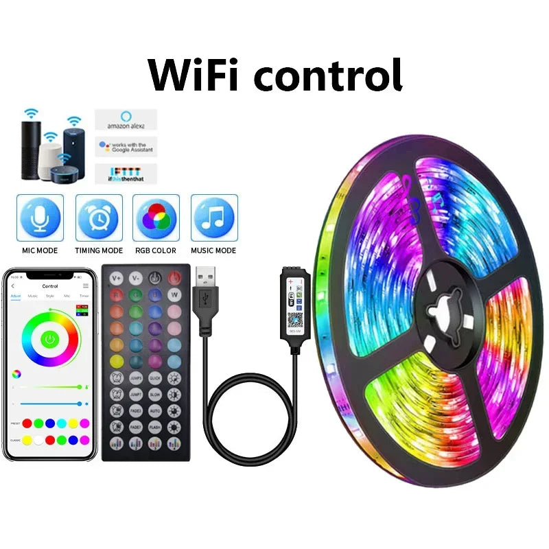LED Lichtstreifen | USB Fernbedienung langlebig RGB sparsam anpassbar-WLAN-Controller-1m-Luzern Mode