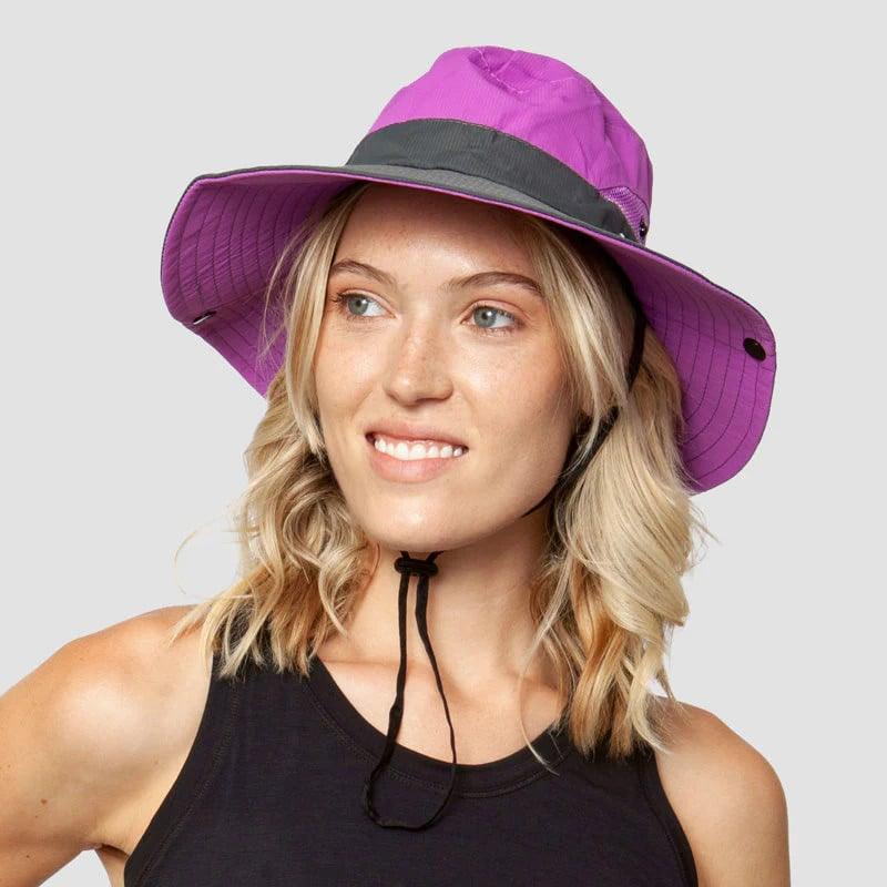 UV Sommerhut Damen | Faltbar | 1 Kaufen 1 Gratis | Visier | Leicht & Atmungsaktiv-Lila-Hellrosa-Luzern Mode