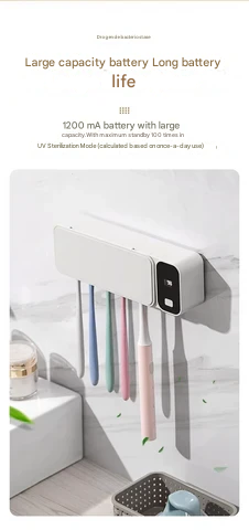 UV-Zahnbürstensterilisator | Wiederaufladbar | Wandmontiert | Hygiene-Luzern Mode