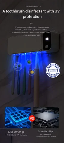 UV-Zahnbürstensterilisator | Wiederaufladbar | Wandmontiert | Hygiene-Luzern Mode