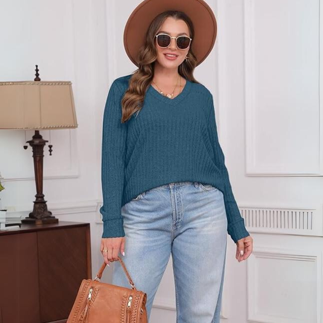 Damen Strickpullover Langarm Casual Herbstmode Trend-Luzern Mode