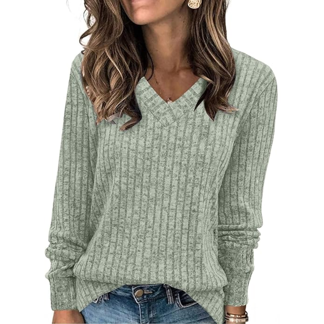 Damen Strickpullover Langarm Casual Herbstmode Trend-Cremegrün-S-Luzern Mode