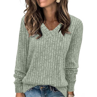 Damen Strickpullover Langarm Casual Herbstmode Trend-Cremegrün-S-Luzern Mode