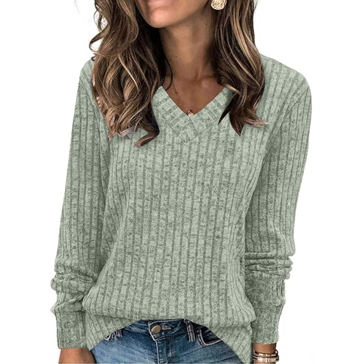 Damen Strickpullover Langarm Casual Herbstmode Trend-Cremegrün-S-Luzern Mode