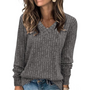 Damen Strickpullover Langarm Casual Herbstmode Trend-Grau-S-Luzern Mode