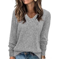 Damen Strickpullover Langarm Casual Herbstmode Trend-Hellgrau-S-Luzern Mode