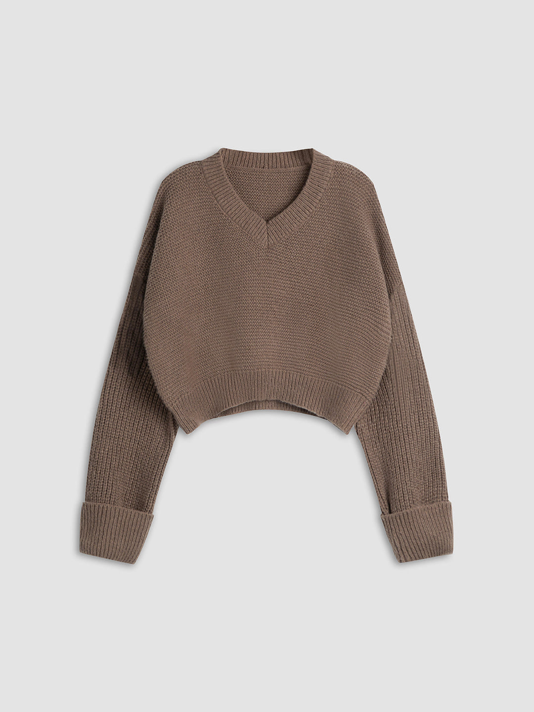 Damen Strickpullover mit V-Ausschnitt für Herbst/Winter-Braun-XS-Luzern Mode