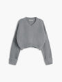Damen Strickpullover mit V-Ausschnitt für Herbst/Winter-Grau-XS-Luzern Mode