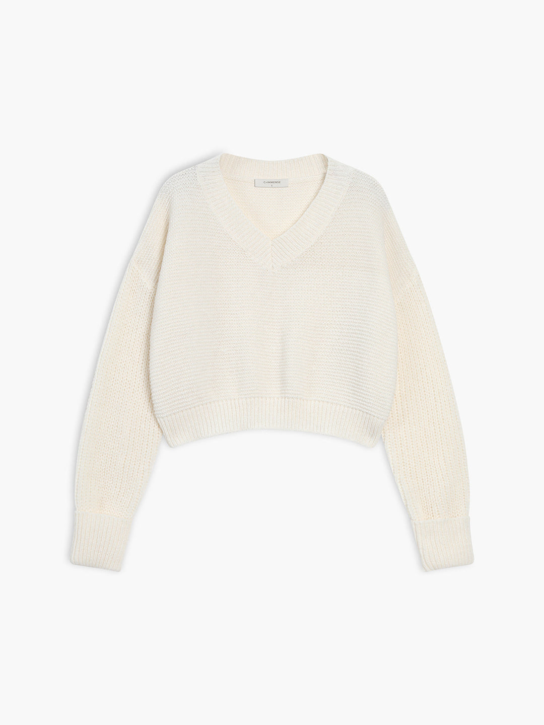Damen Strickpullover mit V-Ausschnitt für Herbst/Winter-Weiß-XS-Luzern Mode