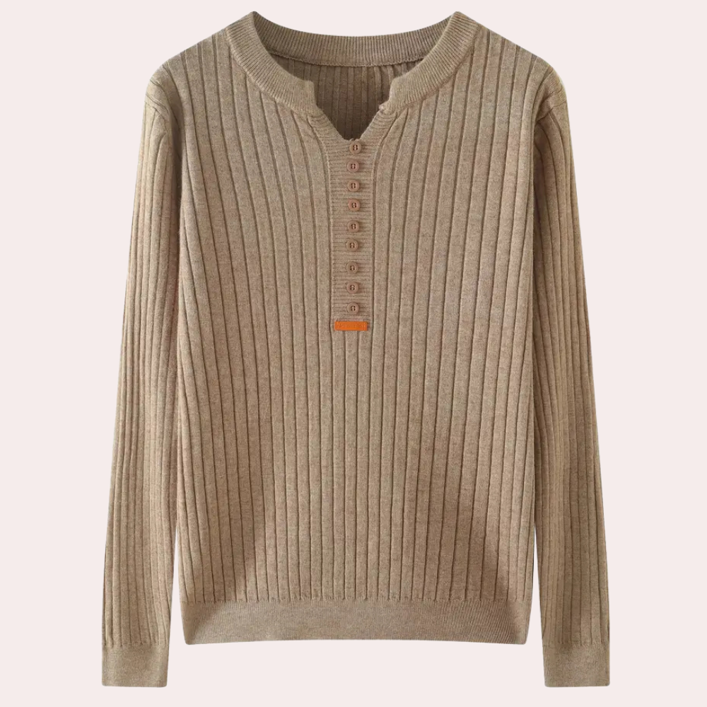 Herren Strickpullover mit Knopfleiste - Eleganter Look-Braun-XS-Luzern Mode