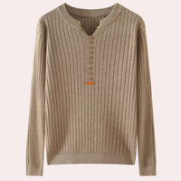 Herren Strickpullover mit Knopfleiste - Eleganter Look-Braun-XS-Luzern Mode