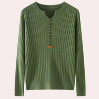 Herren Strickpullover mit Knopfleiste - Eleganter Look-Grün-XS-Luzern Mode
