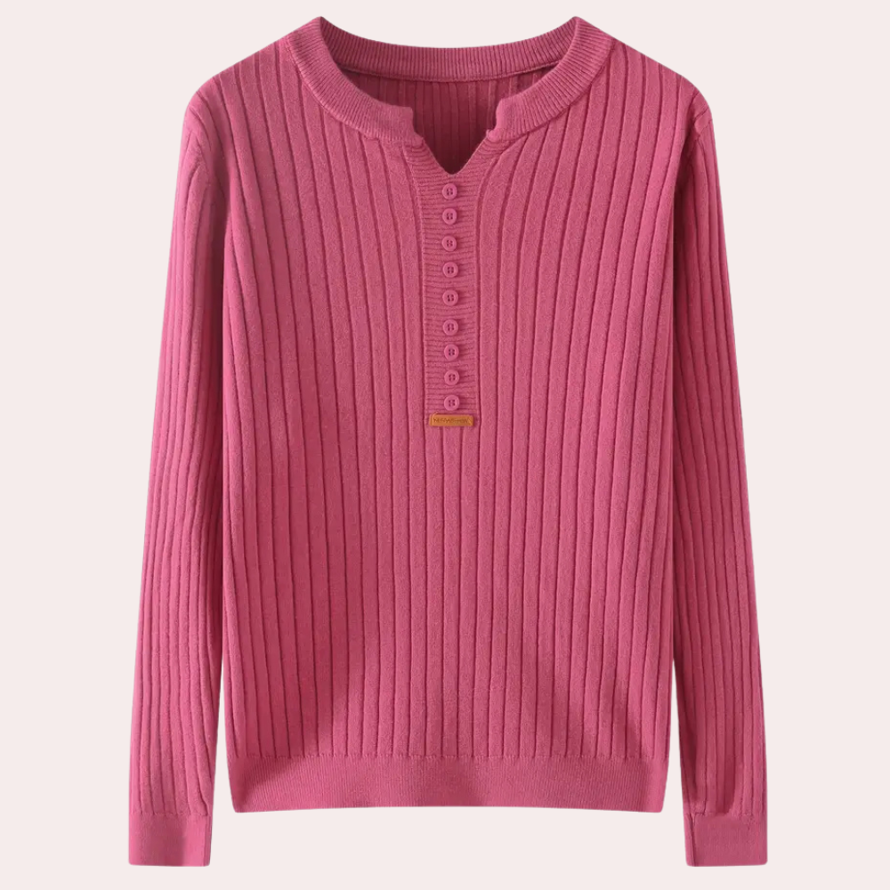 Herren Strickpullover mit Knopfleiste - Eleganter Look-Rosa-XS-Luzern Mode
