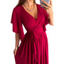 Sommerkleid | Bell Sleeves | V-Ausschnitt | Schiltz | Locker | Maxi-Rot-S-Luzern Mode