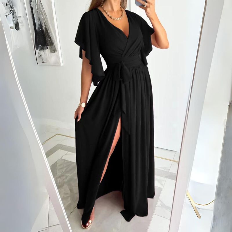 Sommerkleid | Bell Sleeves | V-Ausschnitt | Schiltz | Locker | Maxi-Schwarz-S-Luzern Mode