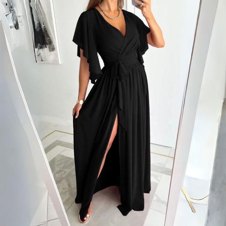 Sommerkleid | Bell Sleeves | V-Ausschnitt | Schiltz | Locker | Maxi-Schwarz-S-Luzern Mode
