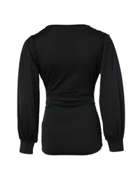 Damen Langarm Bluse mit Raffung - Elegantes Design-Luzern Mode