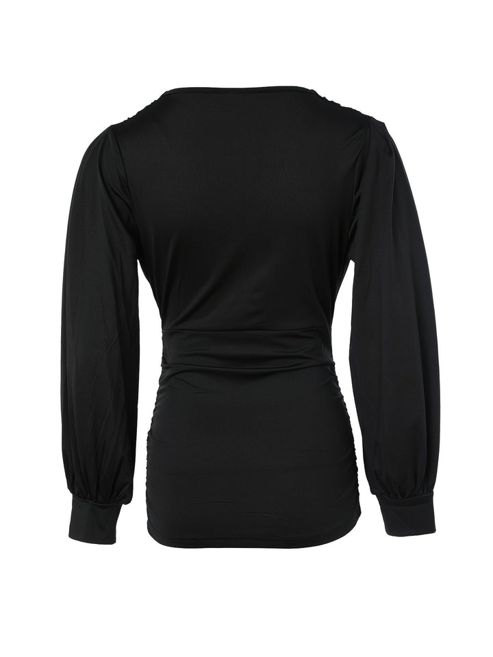 Damen Langarm Bluse mit Raffung - Elegantes Design-Luzern Mode
