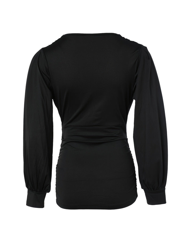 Damen Langarm Bluse mit Raffung - Elegantes Design-Luzern Mode