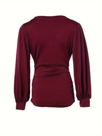 Damen Langarm Bluse mit Raffung - Elegantes Design-Luzern Mode