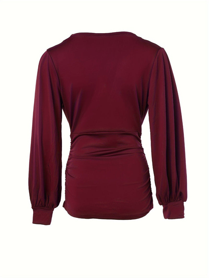 Damen Langarm Bluse mit Raffung - Elegantes Design-Luzern Mode