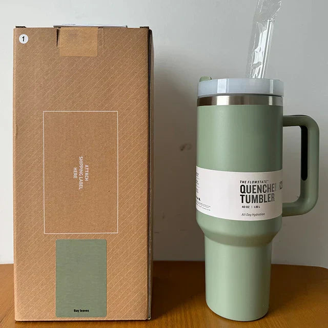 Thermobecher | Tumbler Strohhalm Deckel Isoliert Stilvoll Geräumig Langlebig-Army Green-Luzern Mode