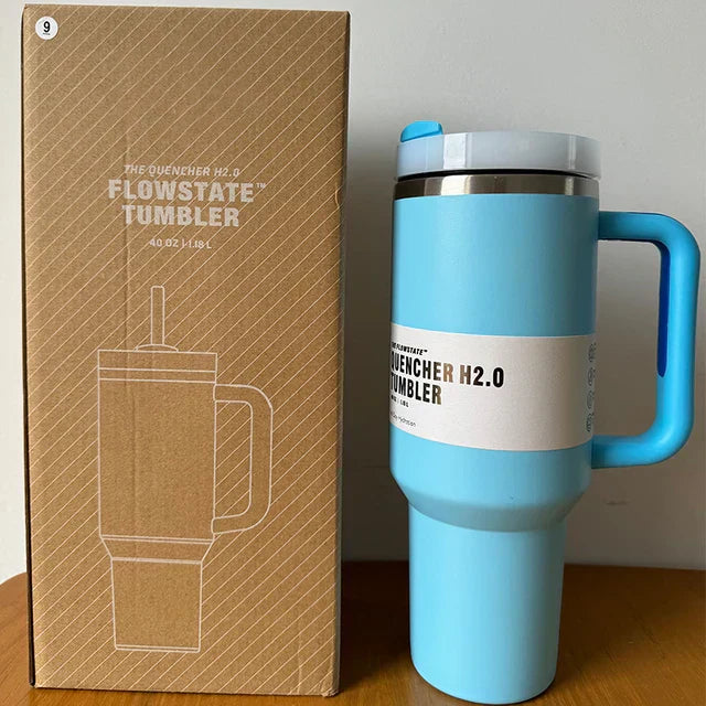 Thermobecher | Tumbler Strohhalm Deckel Isoliert Stilvoll Geräumig Langlebig-Babyblau-Luzern Mode